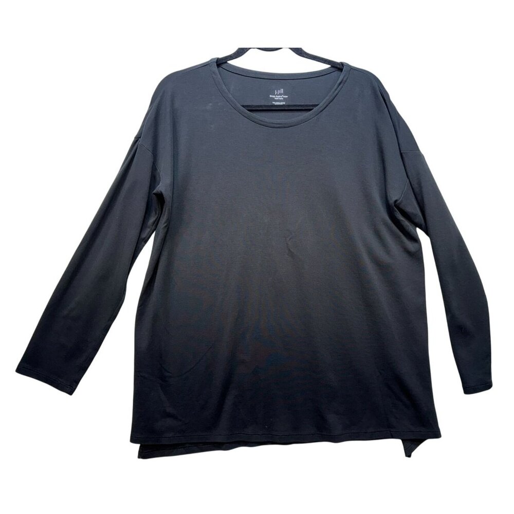 J. Jill Simply Supima Crew-Neck Tunic Black M Petite 100% Supima Cotton